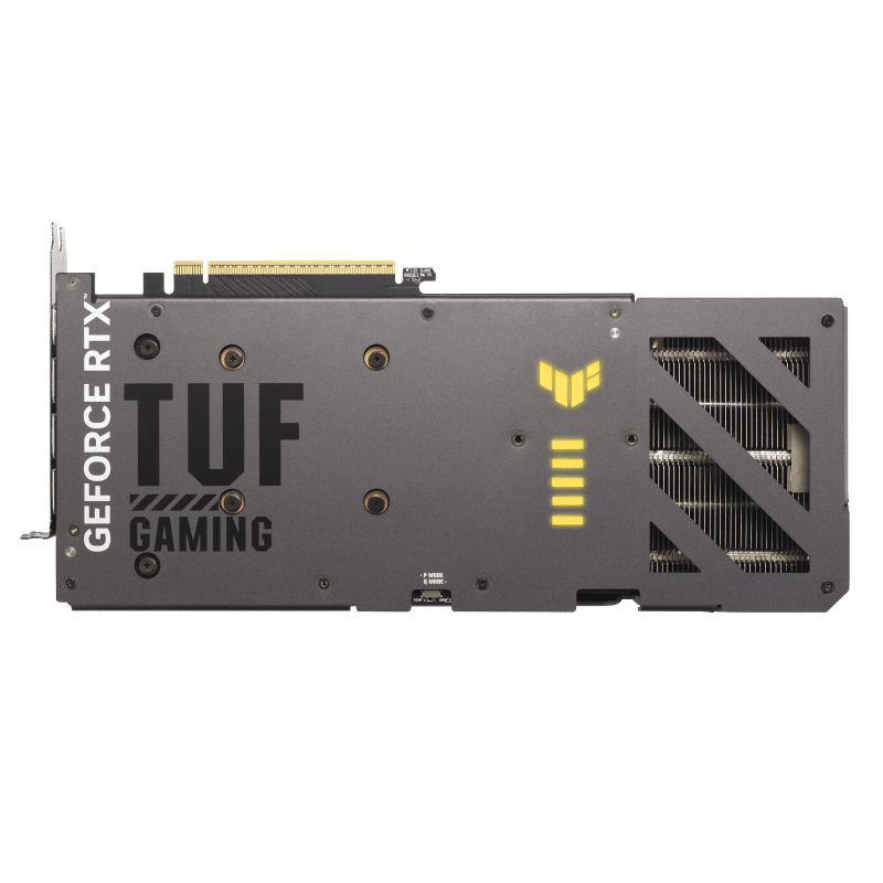 نمای پشت کارت گرافیک ASUS Dual RTX 4060 Ti با بک‌پلیت فلزی